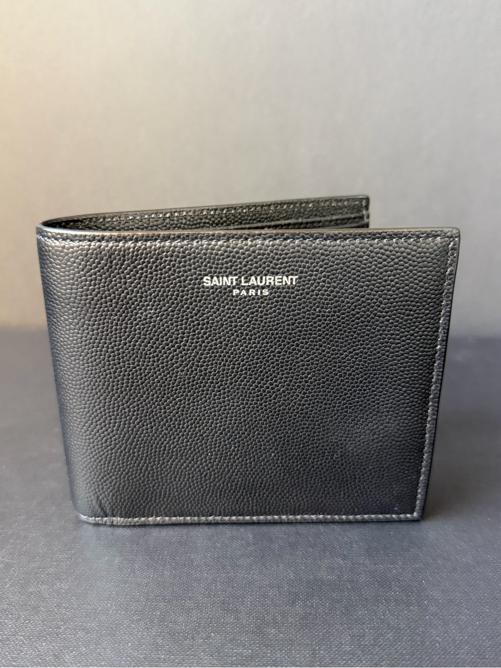 SAINT LAURENT grained leather mens wallet